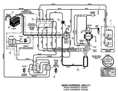 Electrical System Diagram and Parts List for 405000X8C 2004 Briggs and Stratton Lawn Tractor